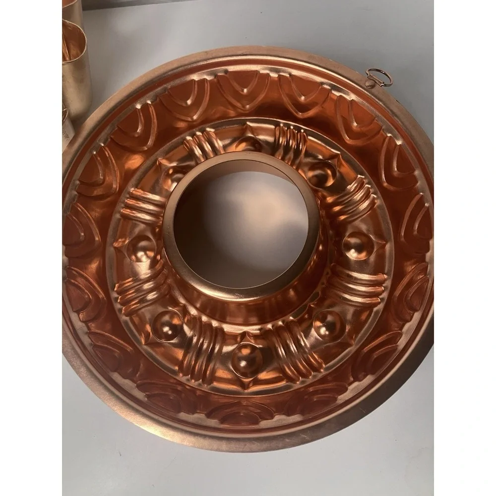 Vintage Copper Lined Metal Jell-O Mold Wall Hanging Holds 3 1/2 Cups Set of 2